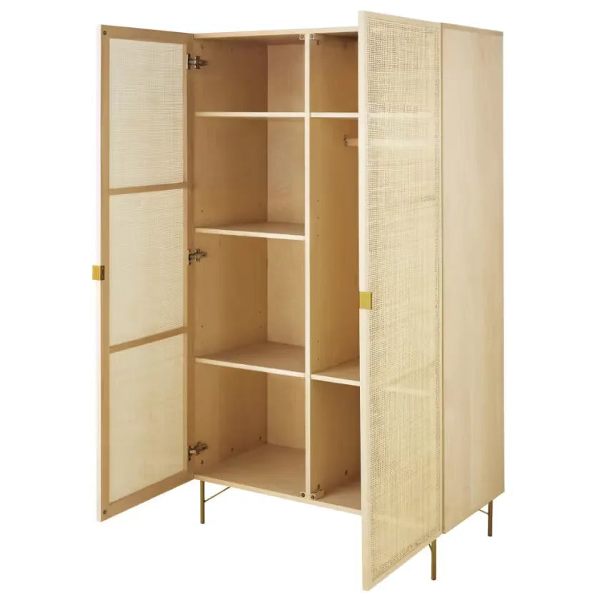 Armoire Japandi 2 Portes Rotin Tressé – Solstice II