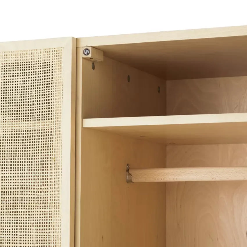 Armoire Japandi 2 Portes Rotin Tressé – Solstice II