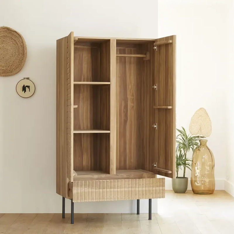 Armoire Japandi Teck Massif & Métal – Portland