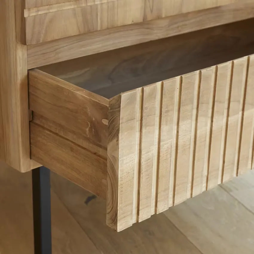 Armoire Japandi Teck Massif & Métal – Portland