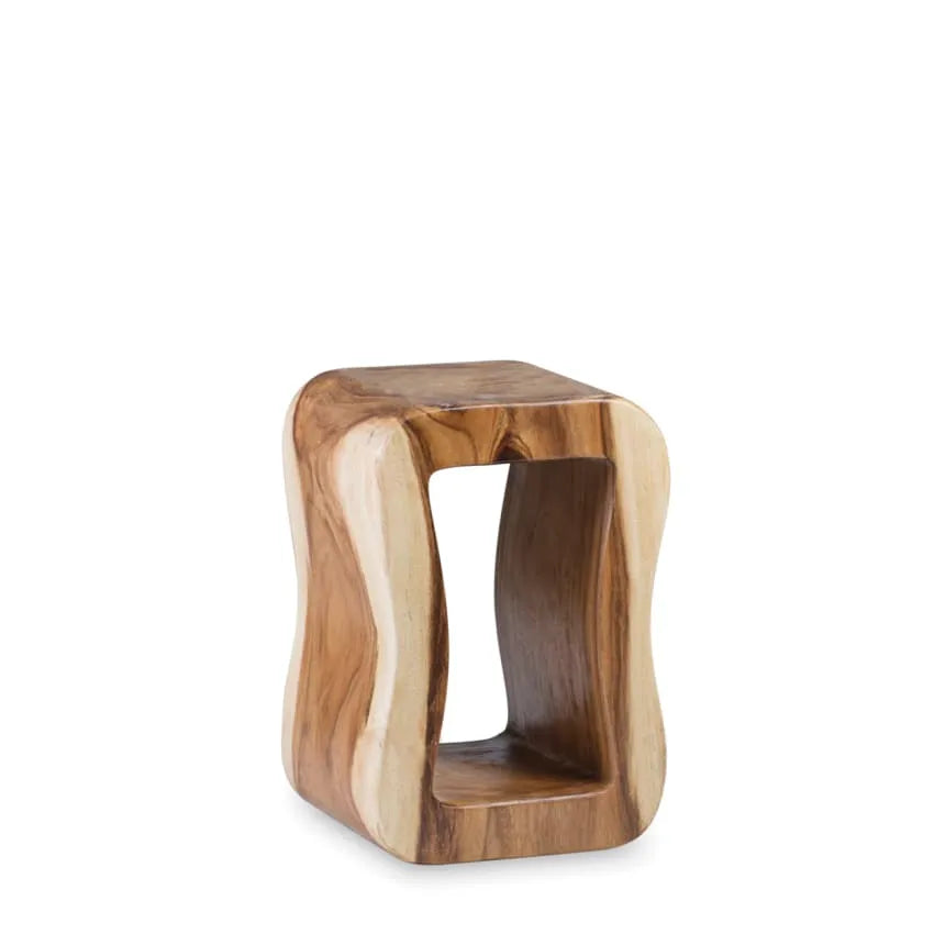 Tabouret Japandi Rectangulaire Rondin Bois Marron – Ruko
