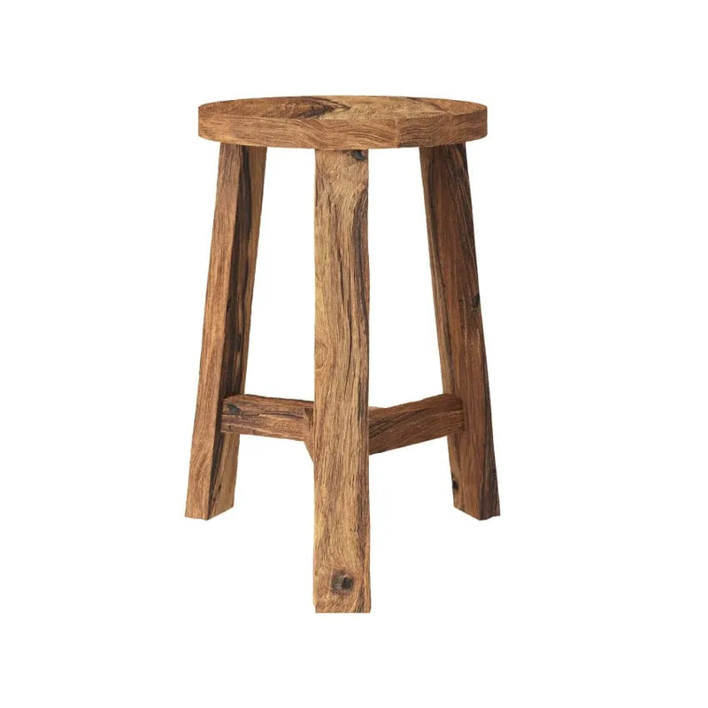 Tabouret Japandi Rond Teck Recyclé H45 – Lea