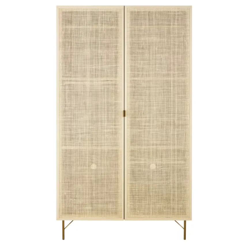 Armoire Japandi 2 Portes Rotin Tressé – Solstice II