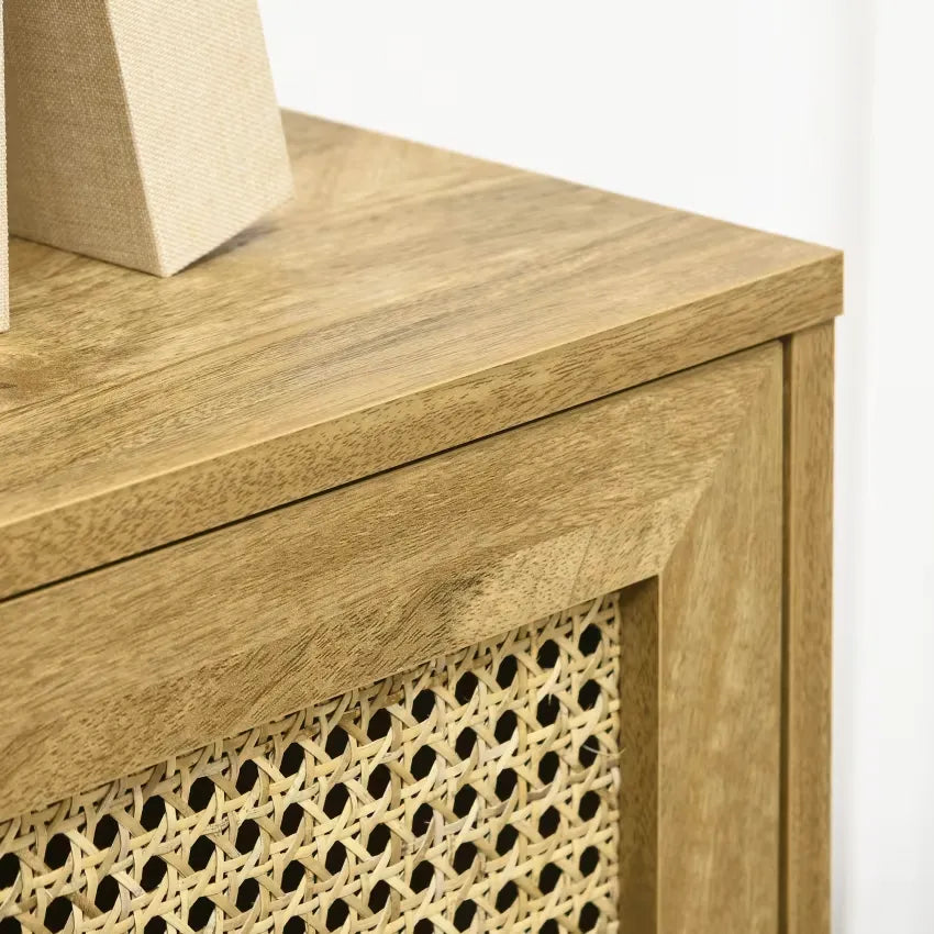 Bibliothèque Japandi 2 Portes 4 Niches Style Bohème – Homcom