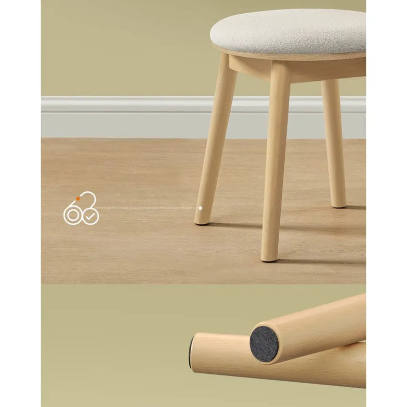 Tabouret Japandi Coiffeuse Blanc Pieds Antidérapants – Navi