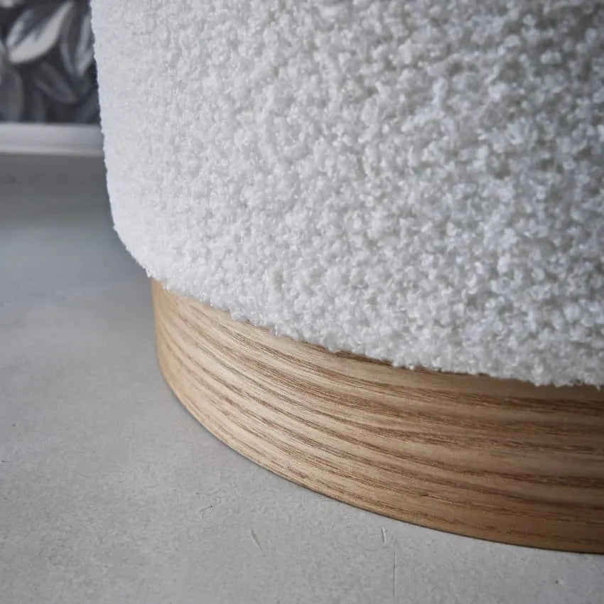 Tabouret Japandi Scandinave Bouclette Blanche – Klaus