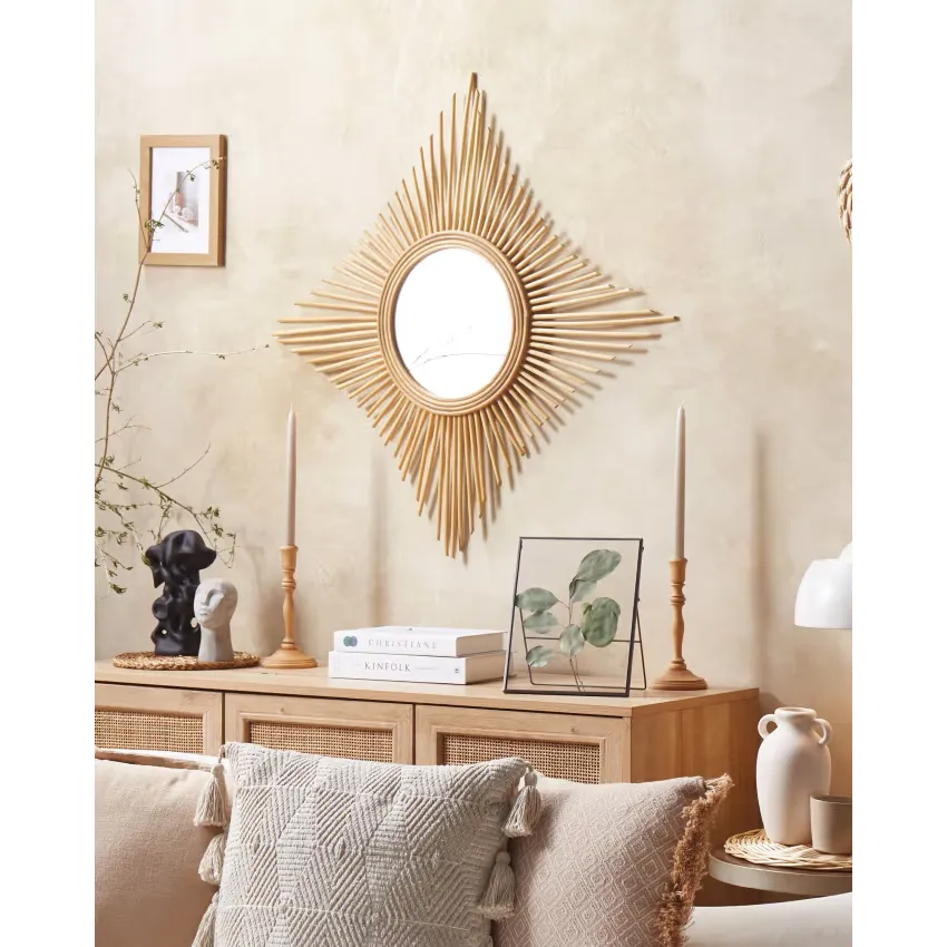 Miroir Japandi Rotin Naturel 60×60 – Majene