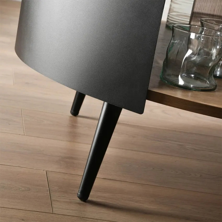 Table basse Japandi Ronde 2 Niveaux Métal Noir – Eklo