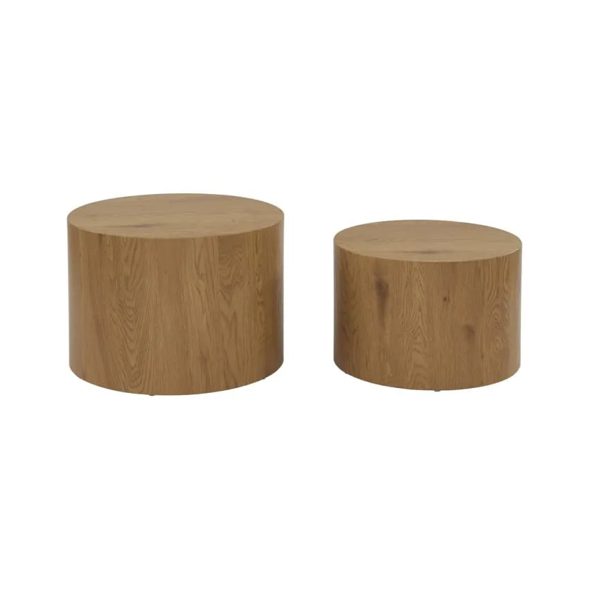 Tables basses Japandi Rondes Effet Chêne (lot de 2) – Sylva