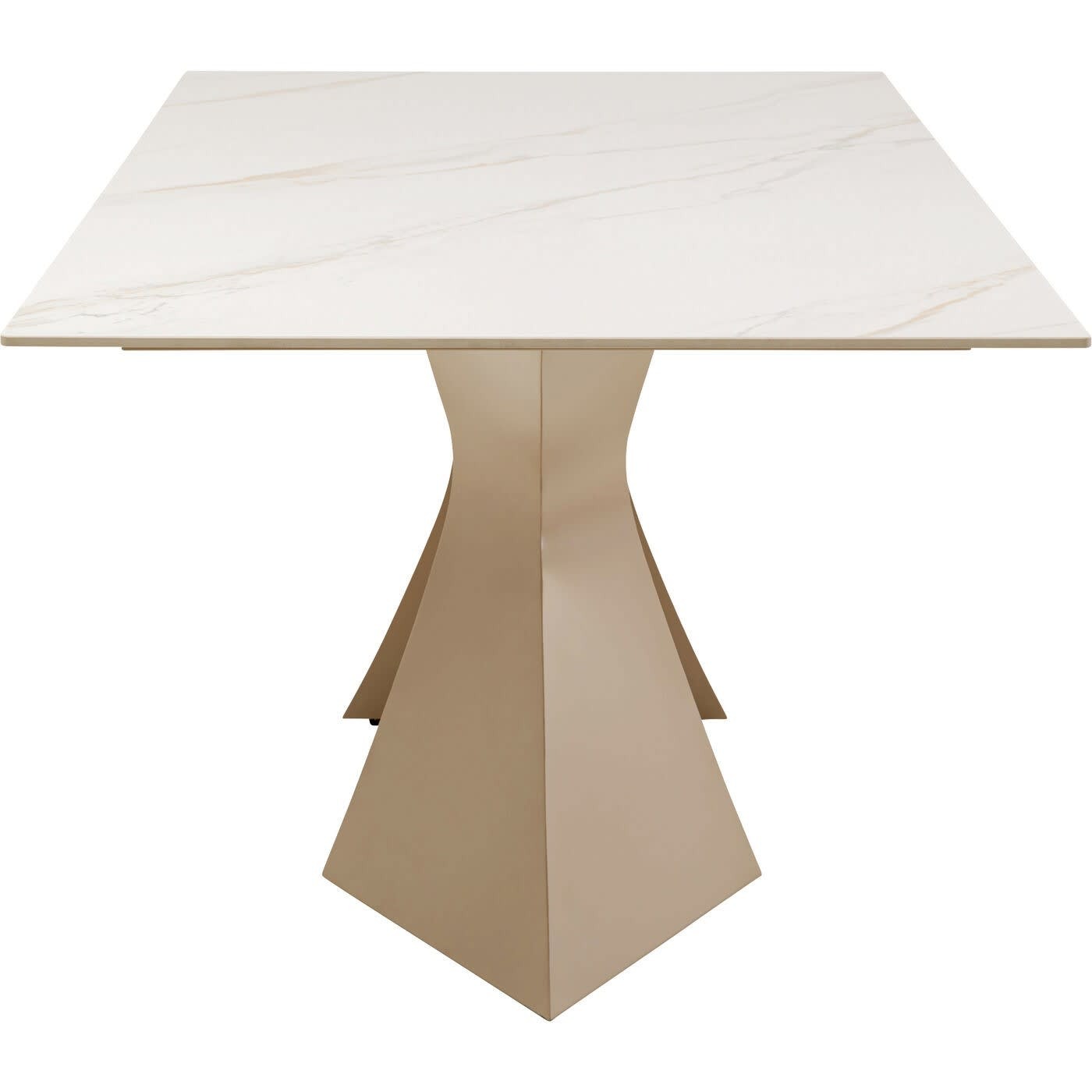 Table Japandi Rectangulaire Grès Blanc & Acier Beige – Gloria