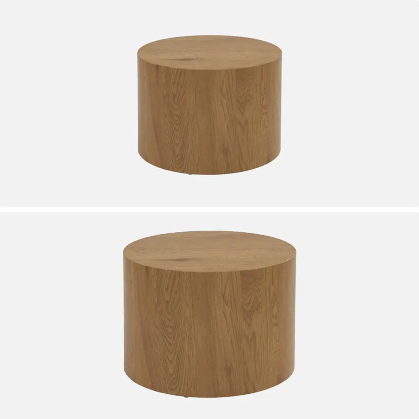 Tables basses Japandi Rondes Effet Chêne (lot de 2) – Sylva