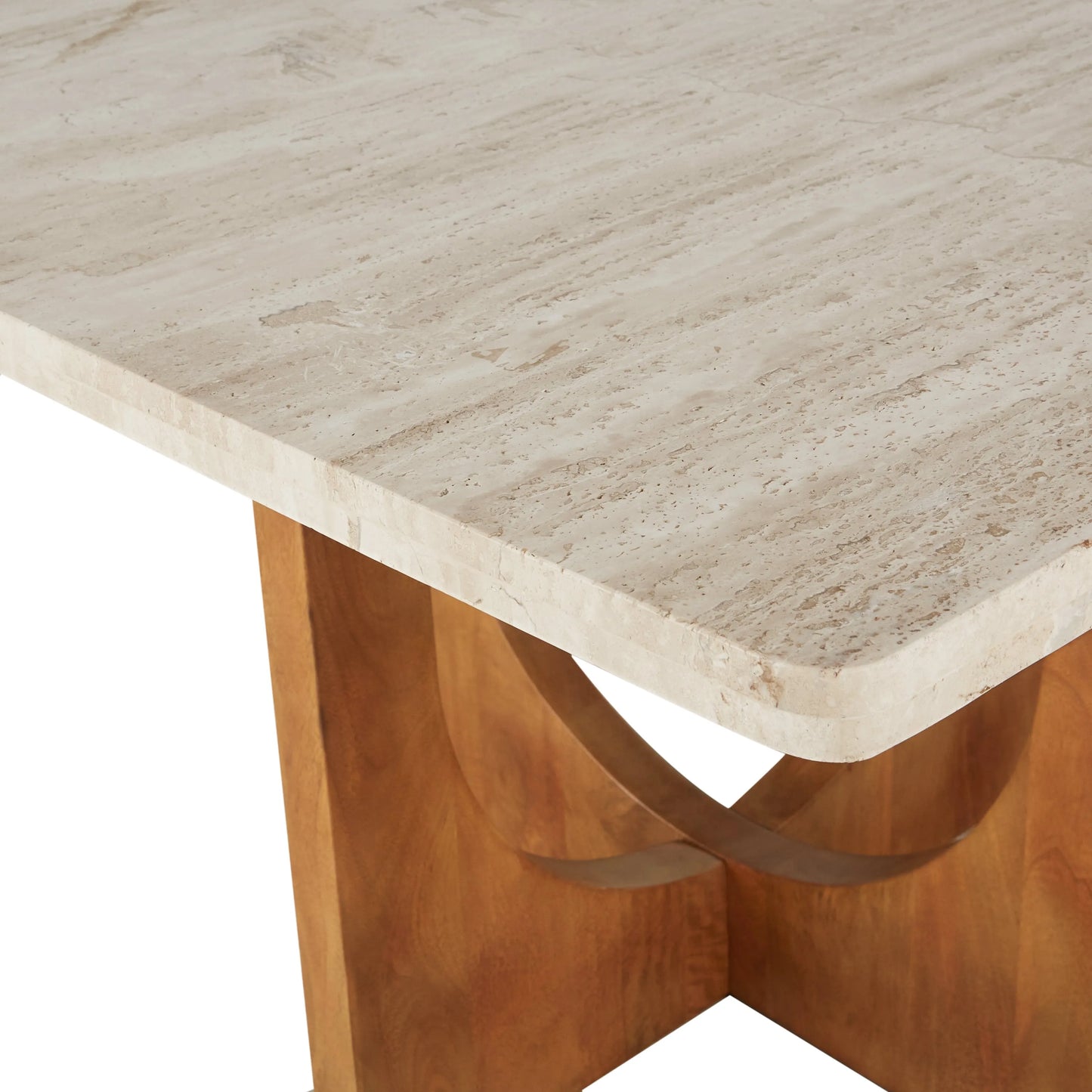 Table Japandi Carrée Travertin & Manguier – Travine