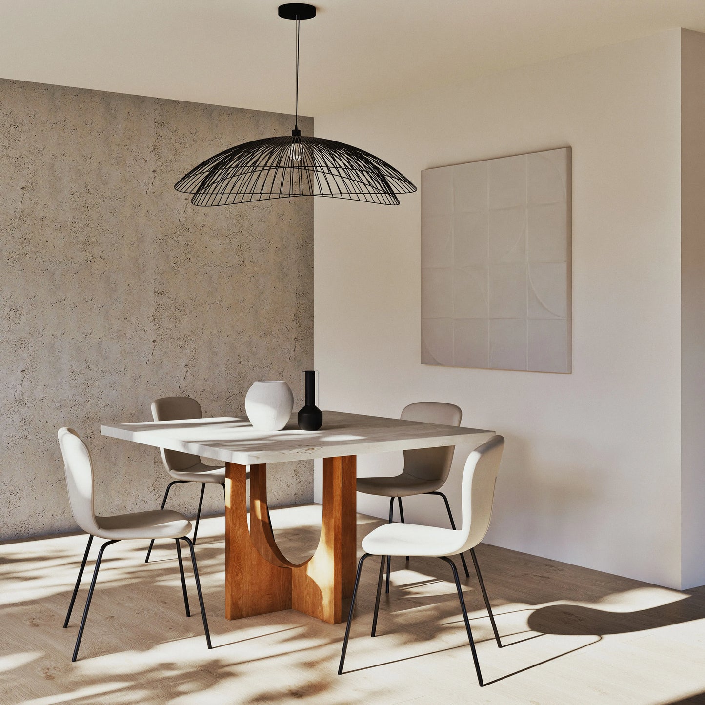 Table Japandi Carrée Travertin & Manguier – Travine