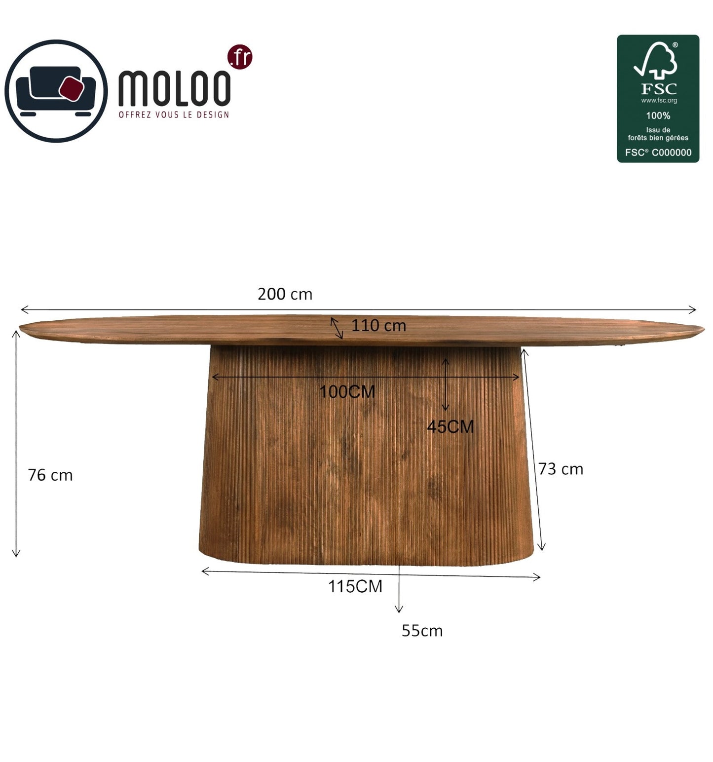 Table Japandi Ovale Manguier Massif – Sienne