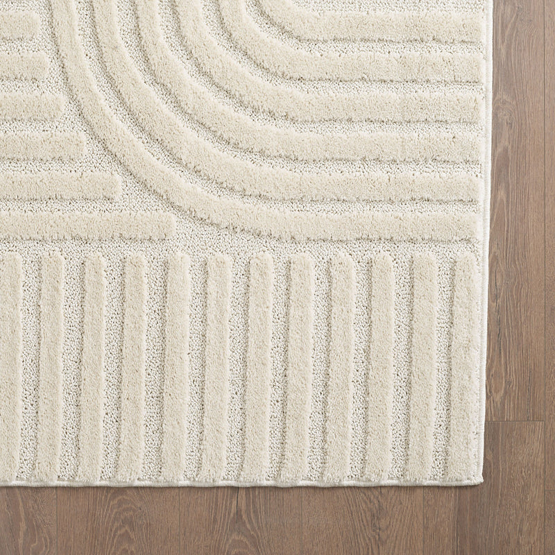Tapis Japandi Relief Géométrique Rond – Turin