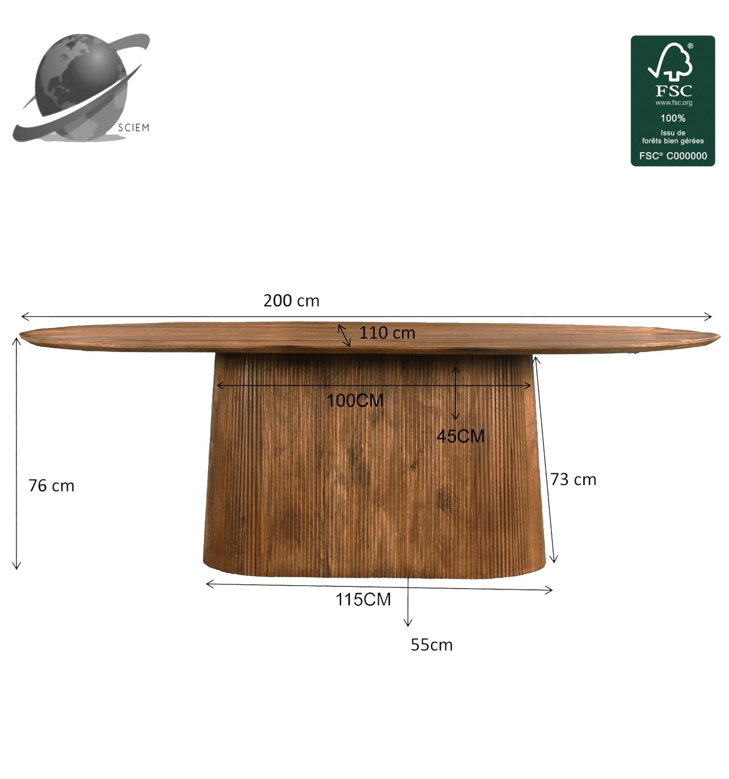 Table Japandi Ovale Manguier Massif – Sienne