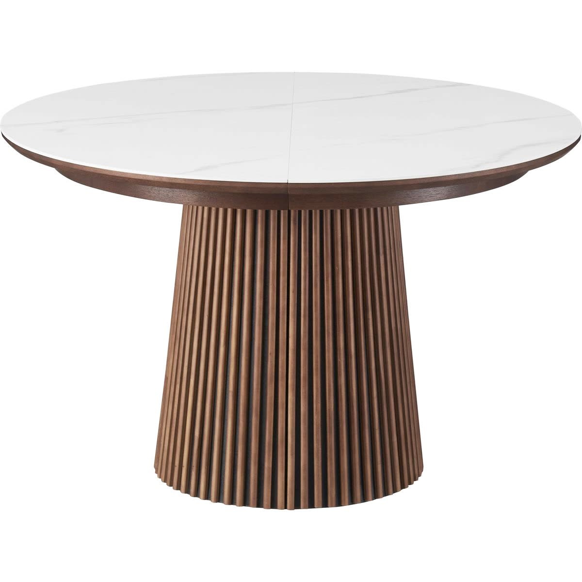 Table Japandi Ronde Extensible Céramique Effet Marbre – Ada