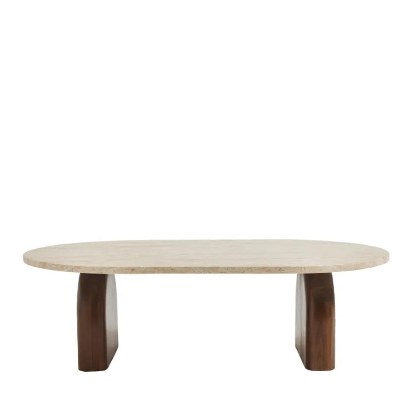 Table basse Japandi Effet Travertin & Bois – Lipali