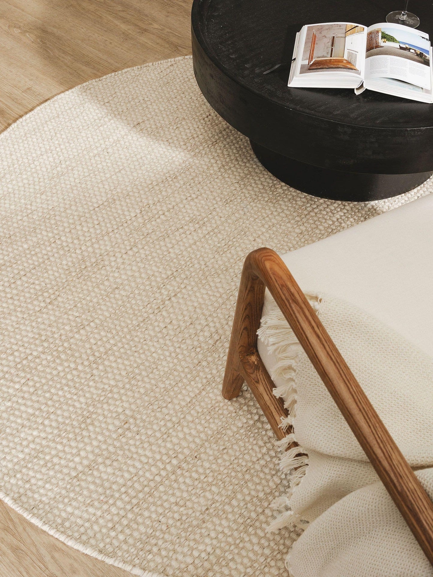 Tapis Japandi Rond Laine Crème – Rocco