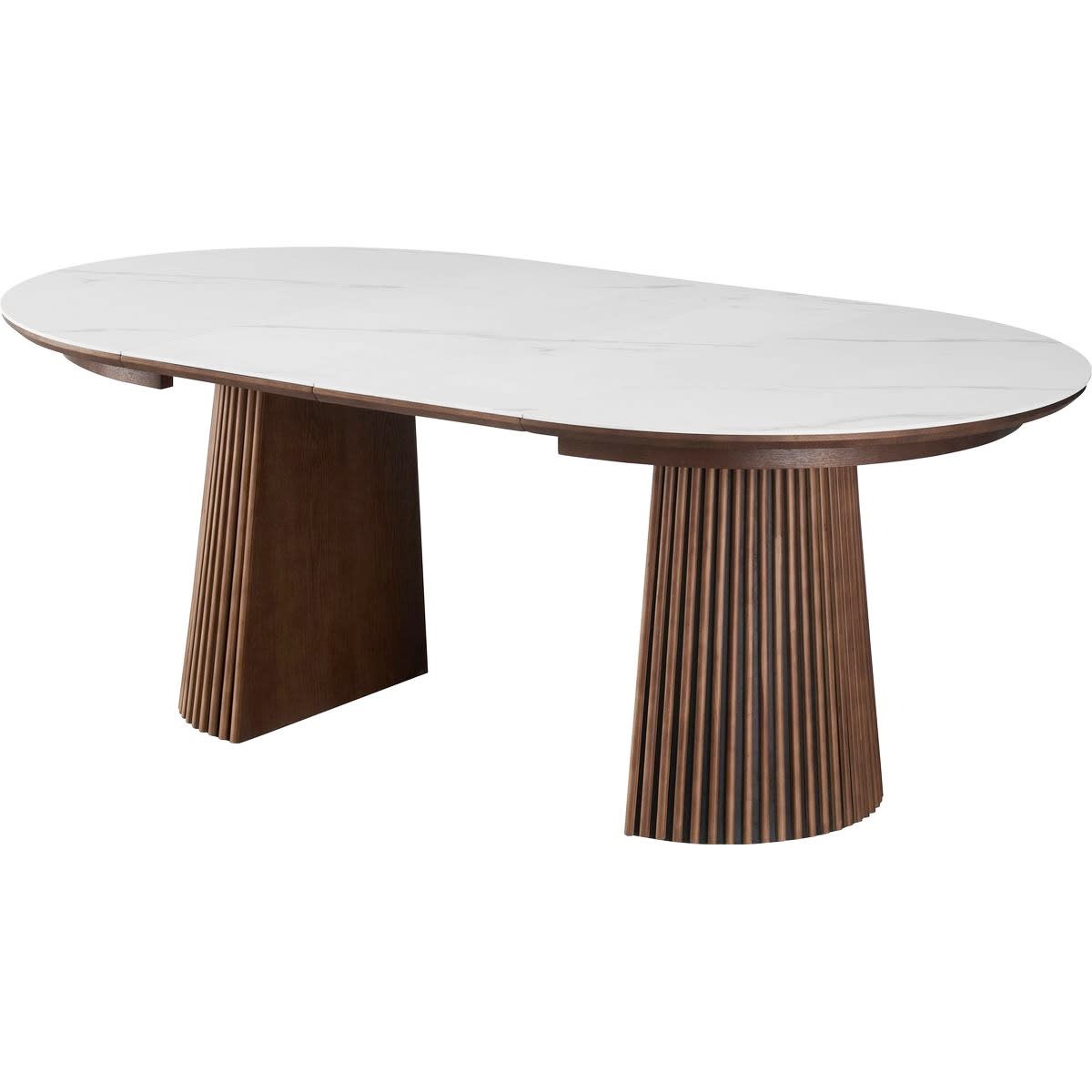 Table Japandi Ronde Extensible Céramique Effet Marbre – Ada