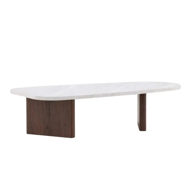 Table basse Japandi Design Effet Marbre Blanc – Gronvik