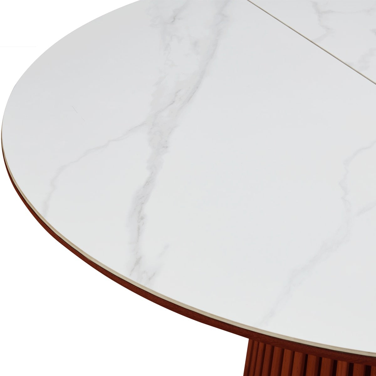 Table Japandi Ronde Extensible Céramique Effet Marbre – Ada