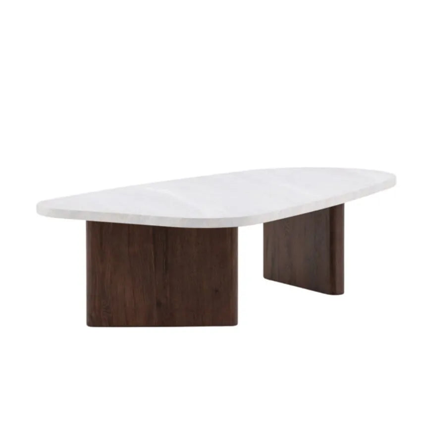 Table basse Japandi Design Effet Marbre Blanc – Gronvik