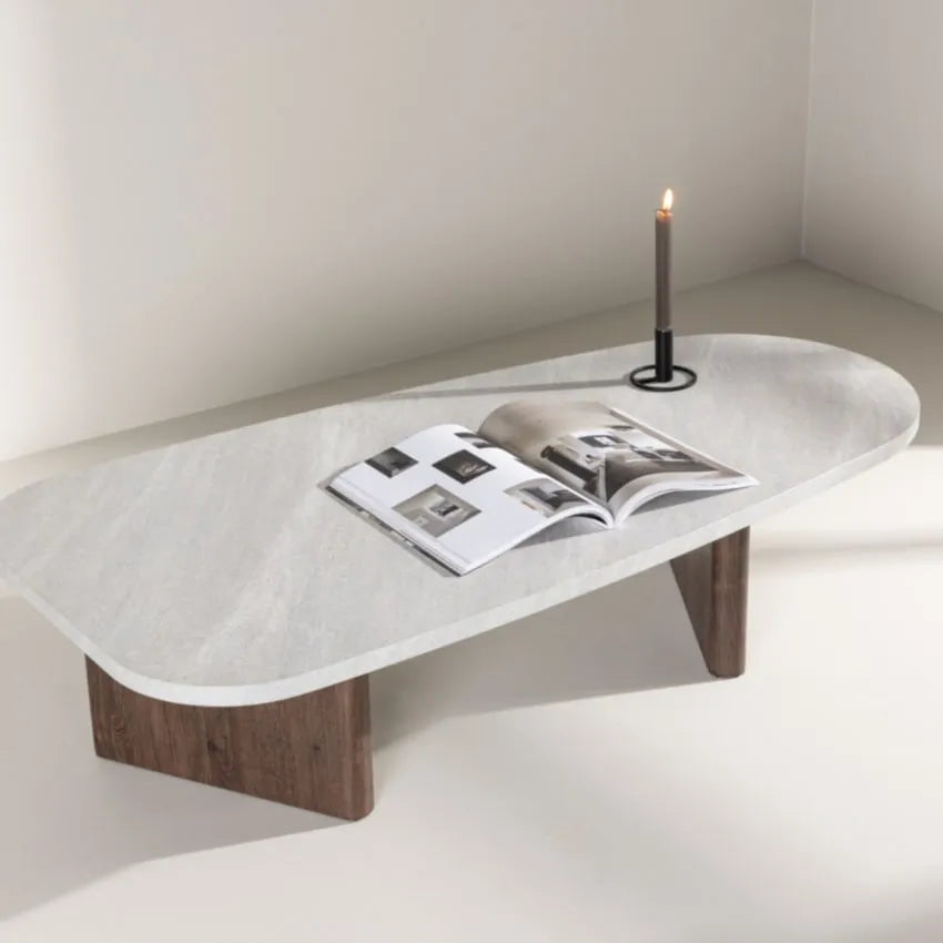 Table basse Japandi Design Effet Marbre Blanc – Gronvik