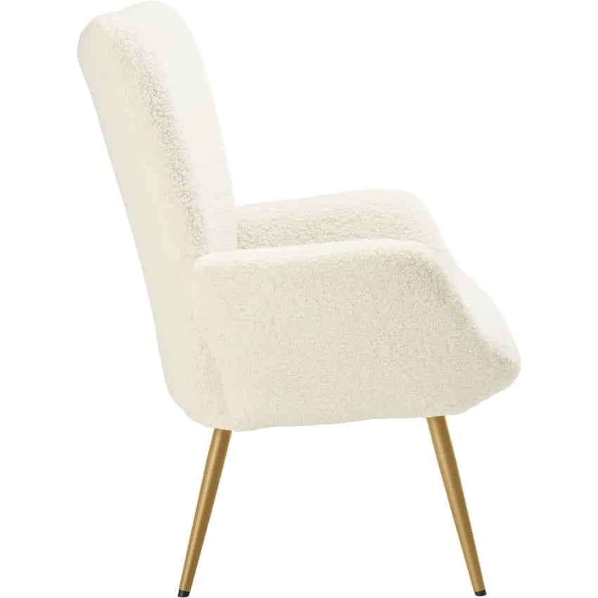 Fauteuil Japandi Bouclette Ergonomique Crème Or – Hygge