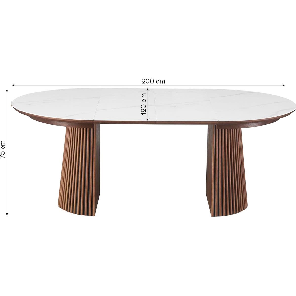 Table Japandi Ronde Extensible Céramique Effet Marbre – Ada