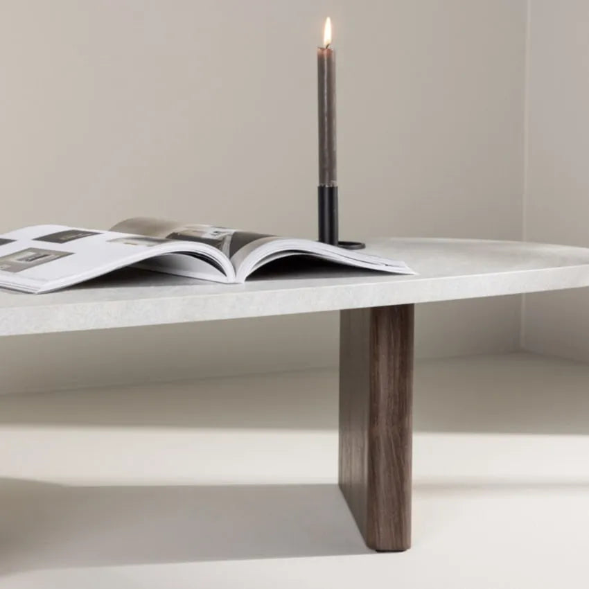 Table basse Japandi Design Effet Marbre Blanc – Gronvik