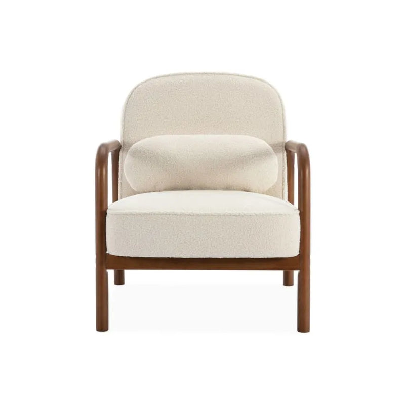 Fauteuil Japandi Bouclette Crème Noyer Clair – Amélie