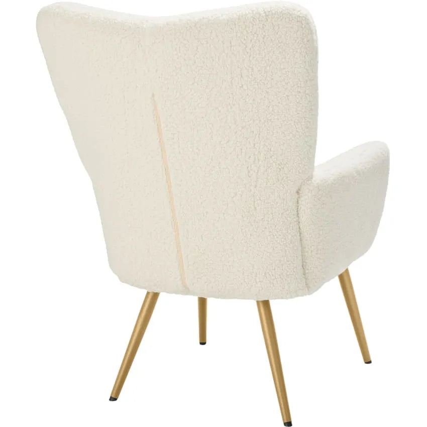 Fauteuil Japandi Bouclette Ergonomique Crème Or – Hygge