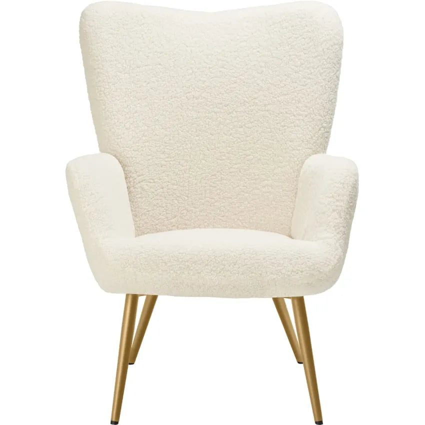 Fauteuil Japandi Bouclette Ergonomique Crème Or – Hygge