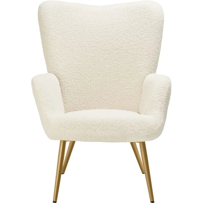 Fauteuil Japandi Bouclette Ergonomique Crème Or – Hygge