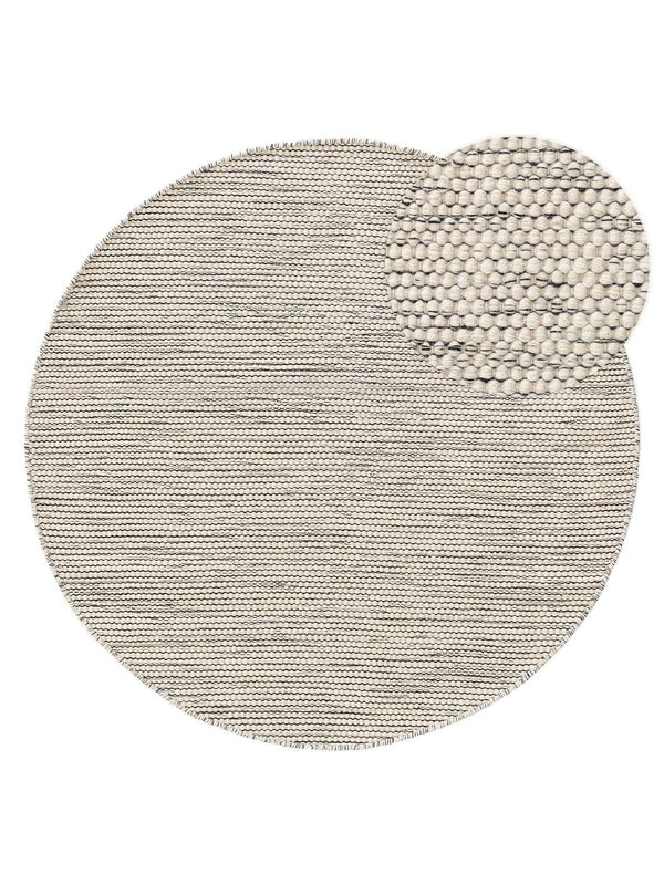 Tapis Japandi Rond Laine Beige Noir – Rocco