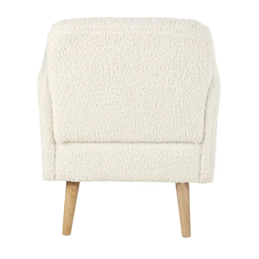 Fauteuil Japandi Bouclette Blanche & Hêtre – Honey