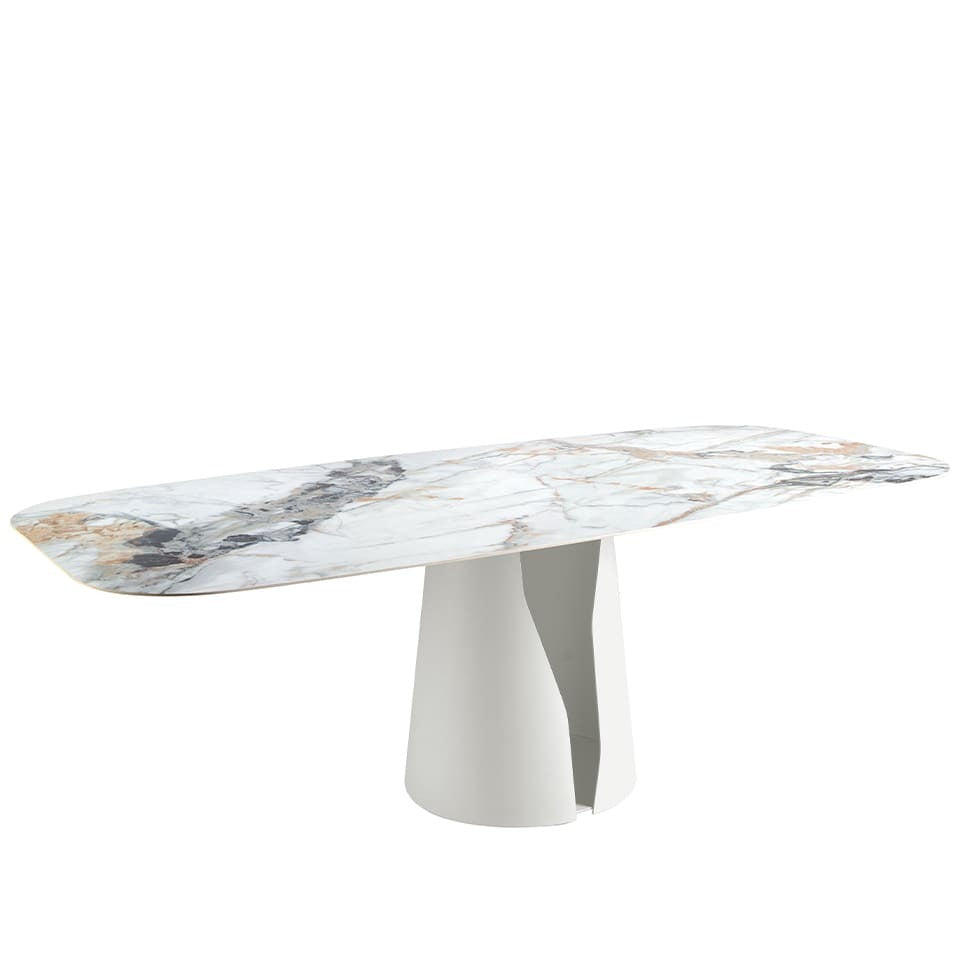 Table Japandi Ovale Marbre Porcelaine – Baril