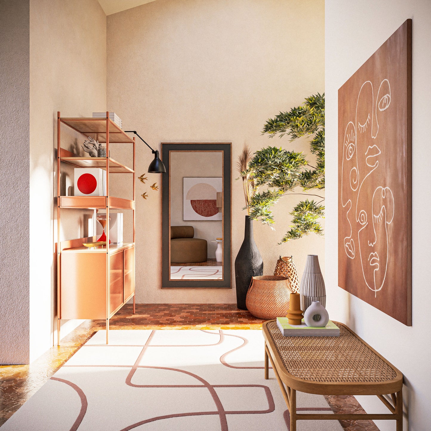 Tapis Japandi Ciselé Laine Écrue – Fereol