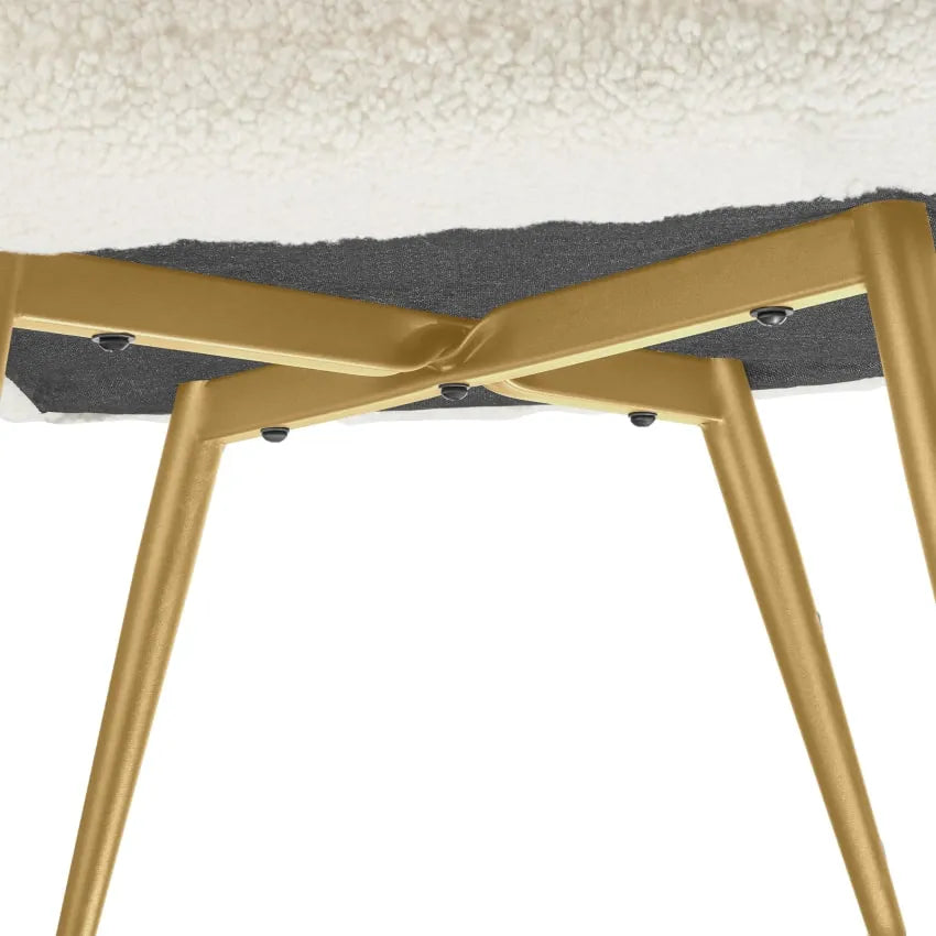 Fauteuil Japandi Bouclette Ergonomique Crème Or – Hygge