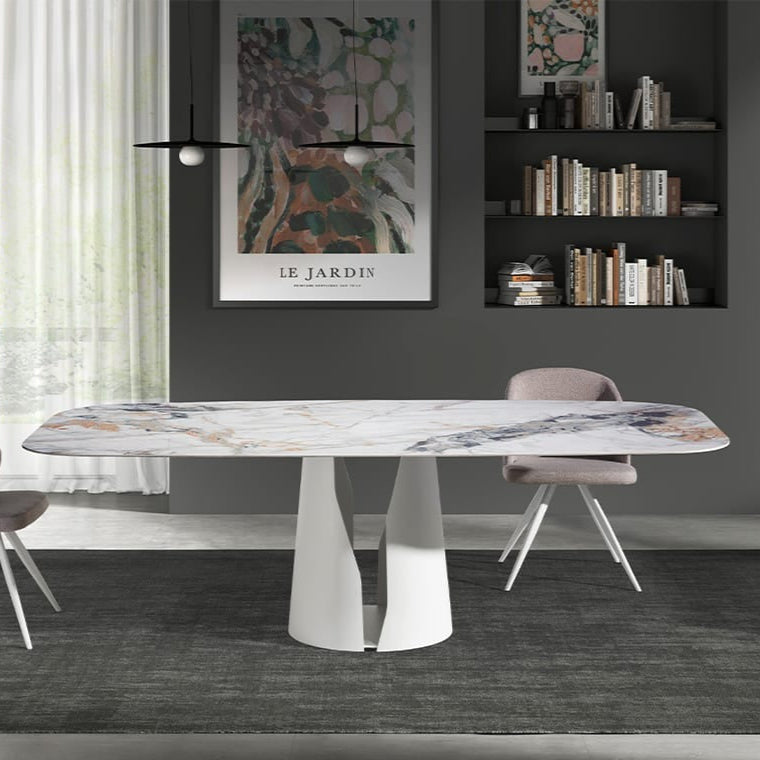 Table Japandi Ovale Marbre Porcelaine – Baril
