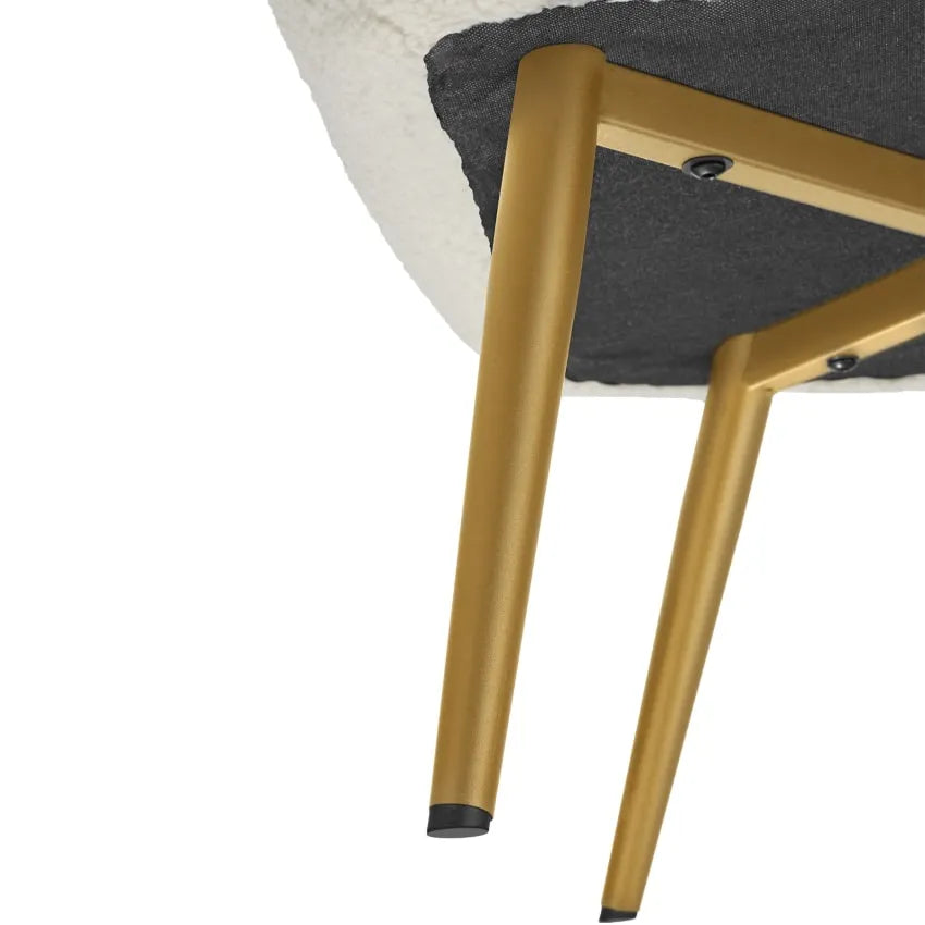 Fauteuil Japandi Bouclette Ergonomique Crème Or – Hygge