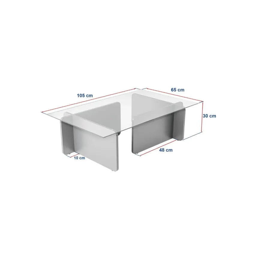 Table basse Japandi Verre Effet Travertin – Flavio