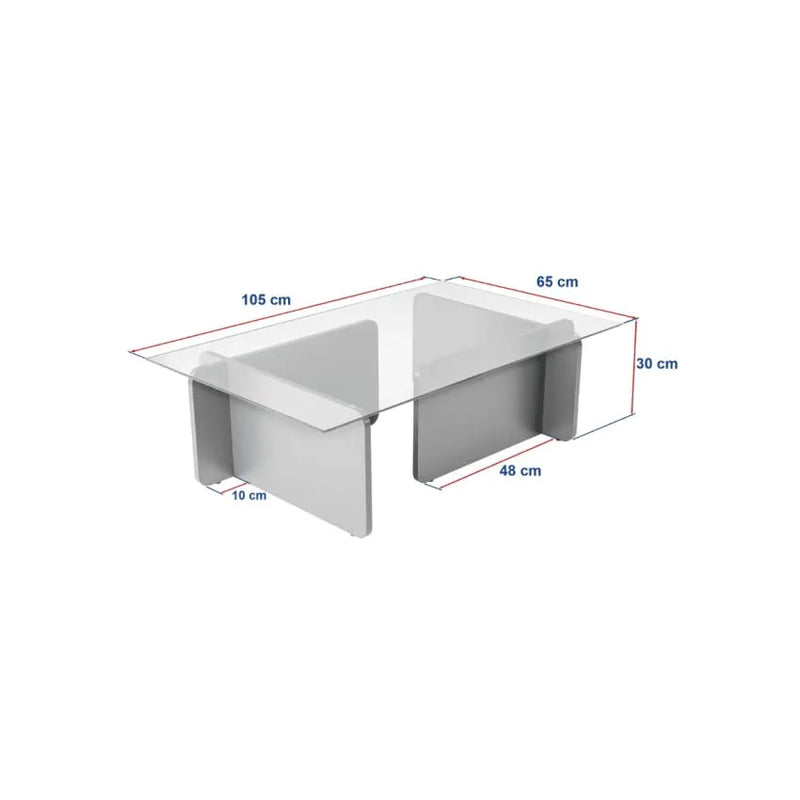 Table basse Japandi Verre Effet Travertin – Flavio