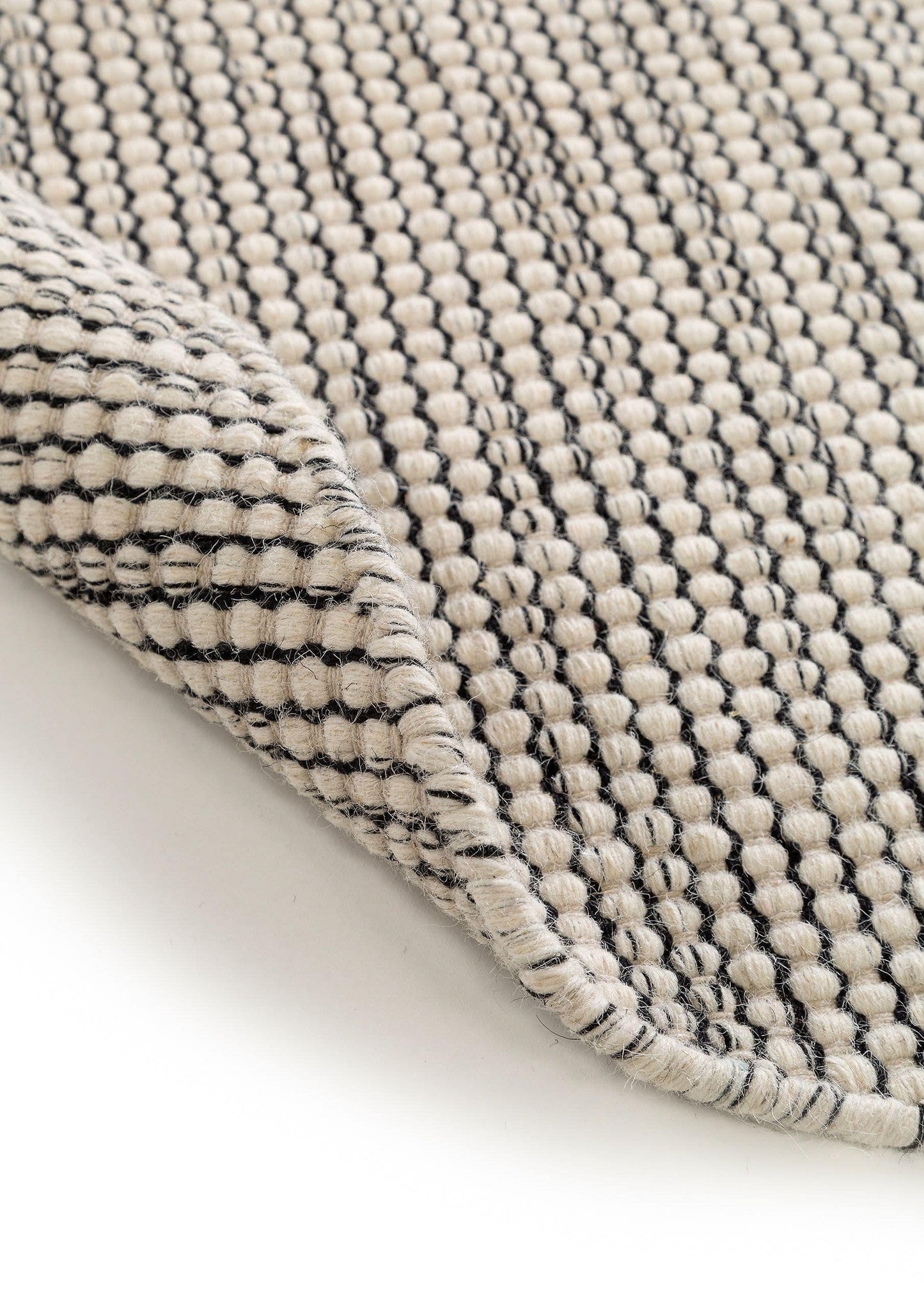 Tapis Japandi Rond Laine Beige Noir – Rocco