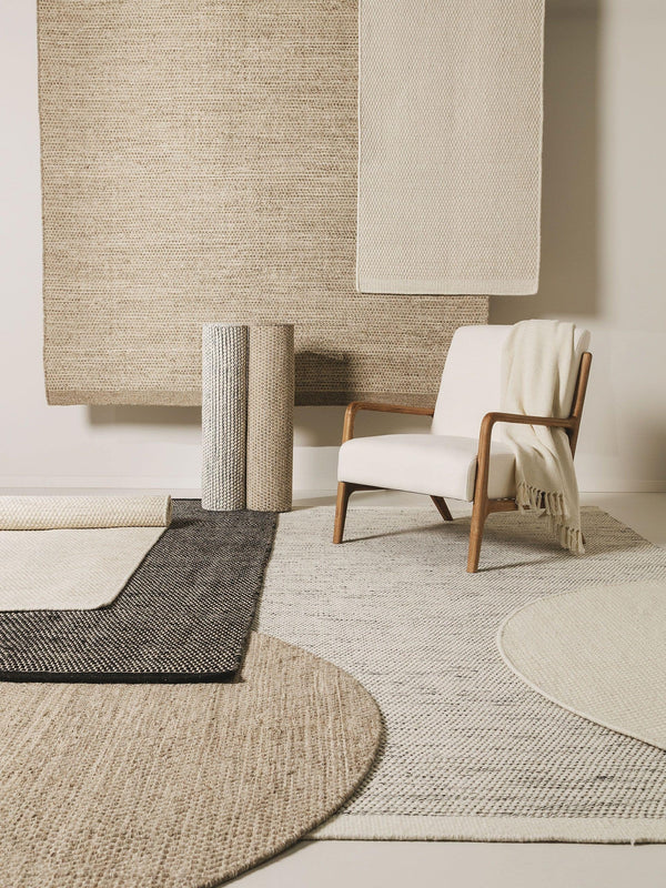 Tapis Japandi Rond Laine Beige Noir – Rocco