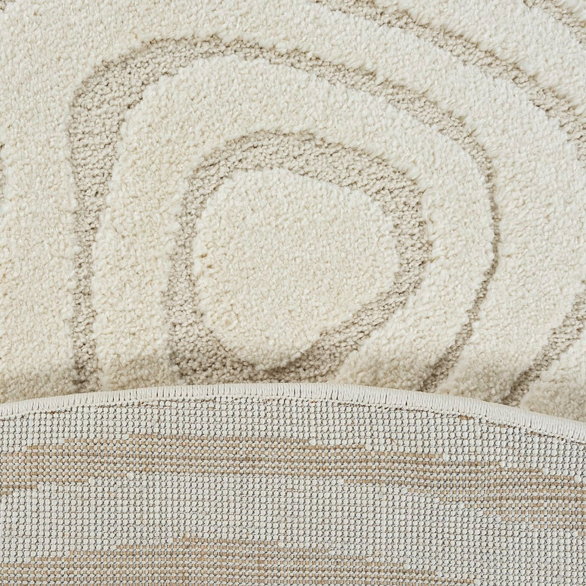 Tapis Japandi Rond Relief Crème – Everest