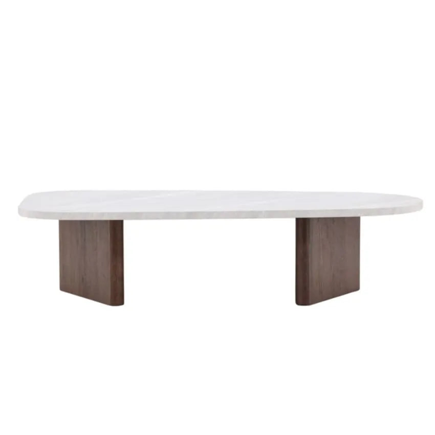 Table basse Japandi Design Effet Marbre Blanc – Gronvik