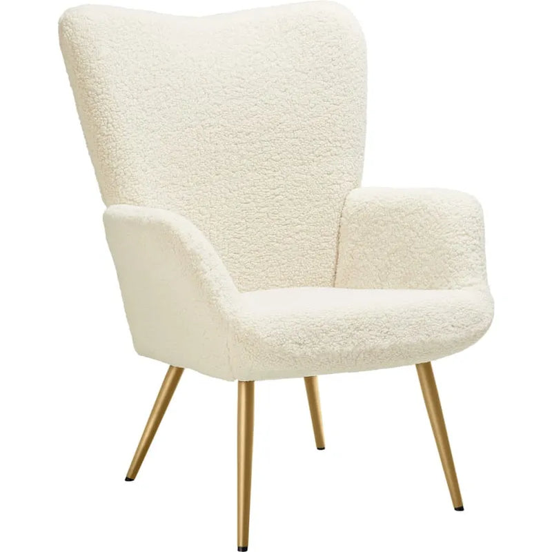 Fauteuil Japandi Bouclette Ergonomique Crème Or – Hygge