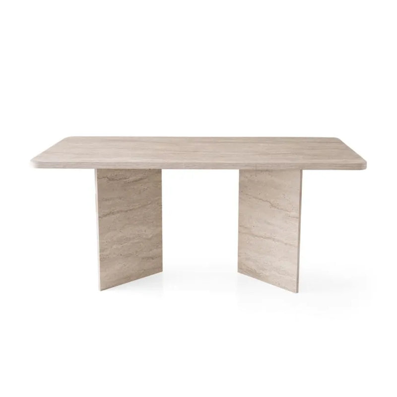 Table Japandi Rectangulaire Effet Travertin – Travertin